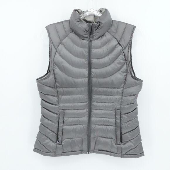 Bernardo Vest Womens Medium Gray Goose Down Packable Lightweight Puffer Jacket - Picture 1 of 11
